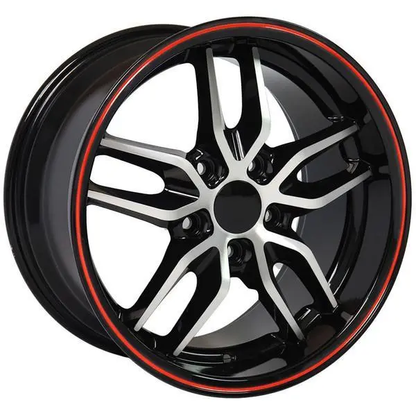 17-Inch Black Machined Red Wheel Replacement For Chevy Camaro 1993-2002. Replica Rim 9506929 1