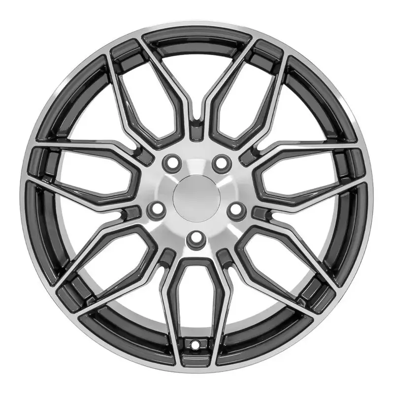 18X8.5 Gunmetal Wheel Replacement For Chevy Corvette. Cv03c Replica Rim 1