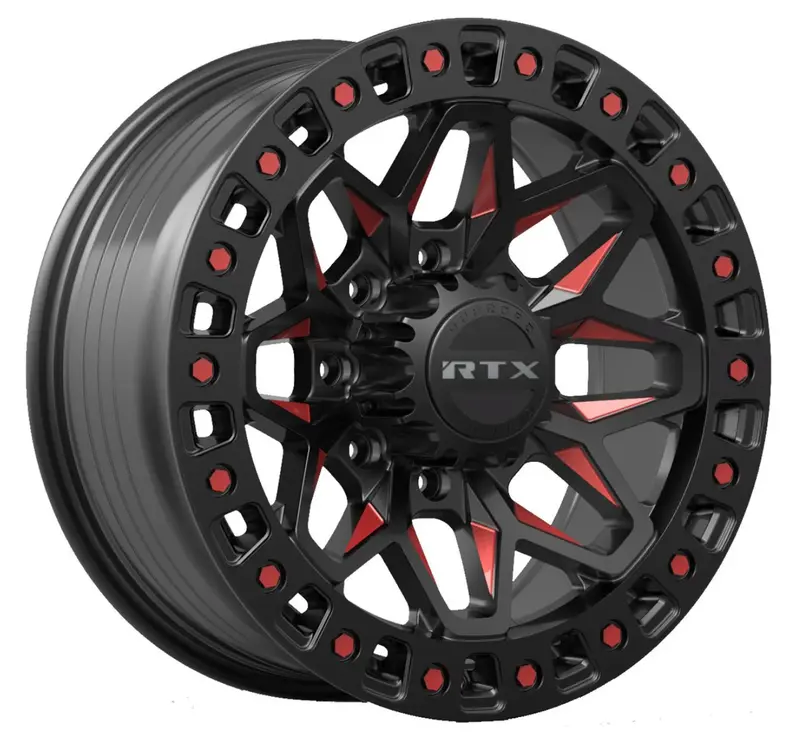 18X9 Zion Gloss Black Milled Red Rims 8X180 1