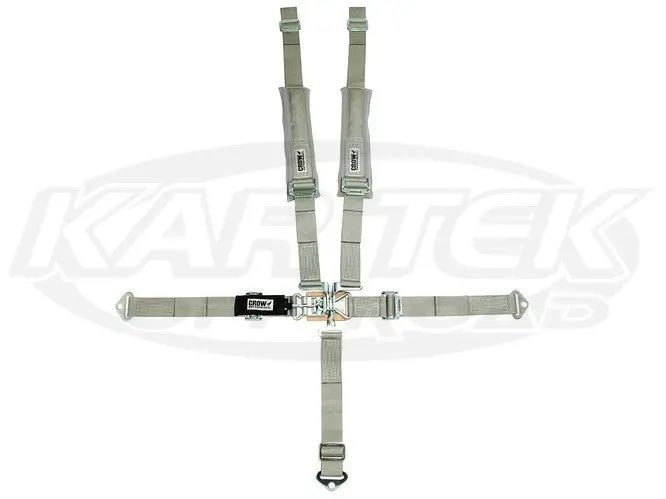 2" 5 Point Utv Wrap Around Seat Belts W/ Pads Grey 1