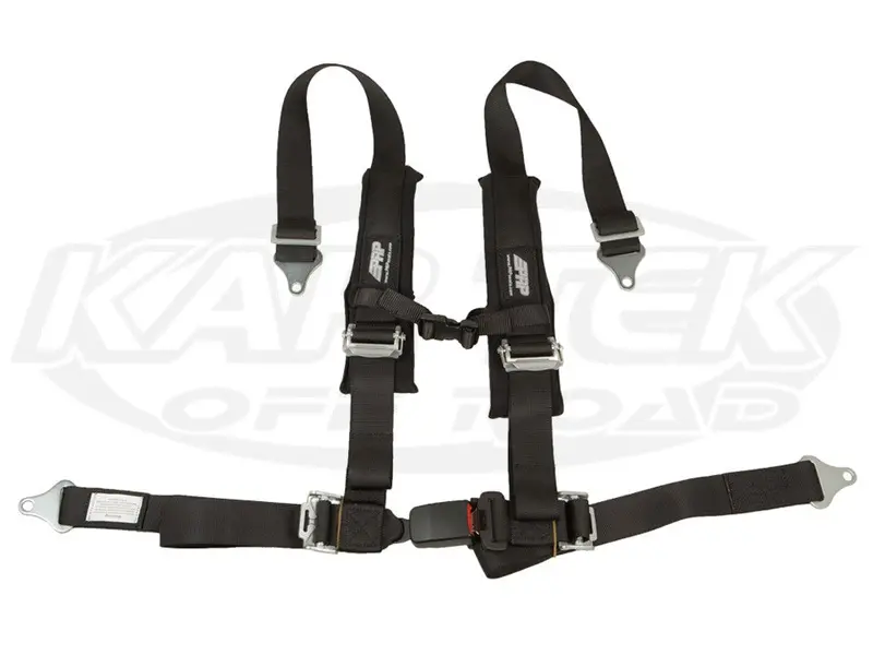 2" Automotive Latch 4 Point Seat Belt W/ Pads Black 1