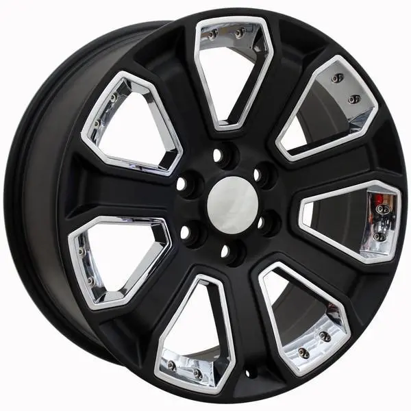 20-Inch Black Chrome Inserts Wheel Replacement For Chevy C2500 1988-2000. Replica Rim 9489920 1