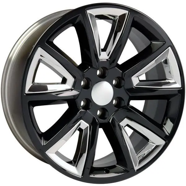22-Inch Black Chrome Inserts Wheel Replacement For Chevy Avalanche 2002-2013. Replica Rim 9507611 1