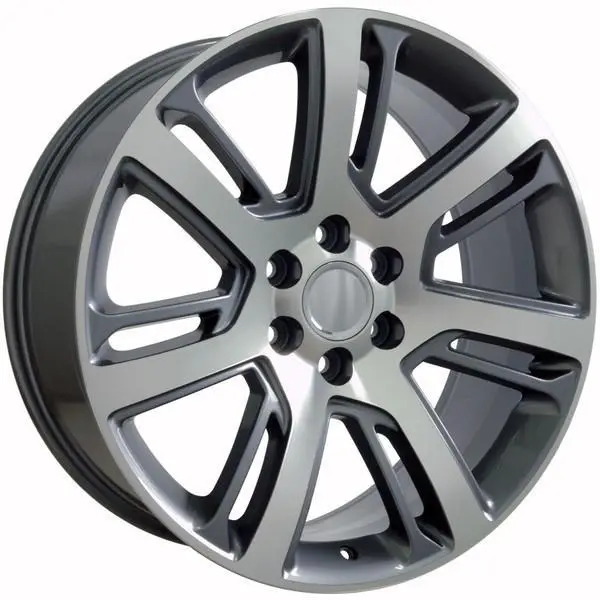 24-Inch Machined Gunmetal Wheel Replacement For Chevy C2500 1988-2000. Replica Rim 9498987 1
