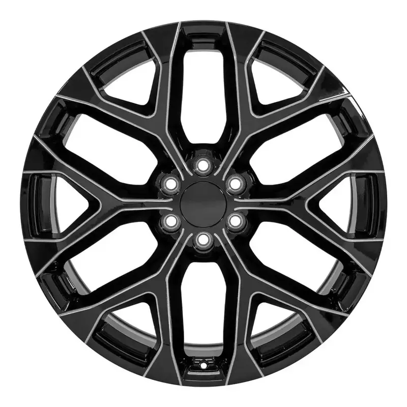 24-Inch Milled Black Replica Wheel Replacement For Gm Trucks. Cv98b Snowflake Rim 24X10 1