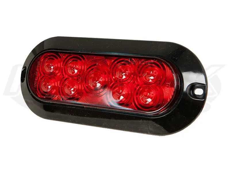 6" Oval Surface Mount 9 Led Stop/Tail Light Red Lens 1