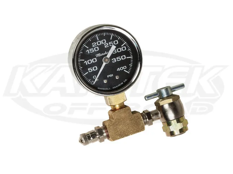 Brass Pressure Gauge For Fox, King, Bilstein, Or Sway-A-Way Nitrogen Shocks 0 To 400Psi 1