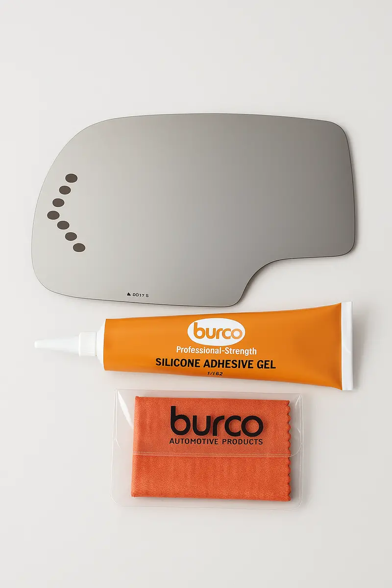 Burco Driver Side Flat Signal Mirror for Cadillac, Chevrolet & GMC Trucks – LH Fitover with Microfiber Cloth & Silicone Adhesive