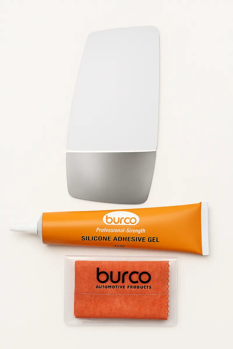 Burco - Driver Side View Mirror For Ford F-650 F-750 Lh Lower Convex - 5912 (Glass Only - Backing Plate Not Included) With 6 X 6 Microfiber Cloth & Silicone - 1 2 Oz Tube 1
