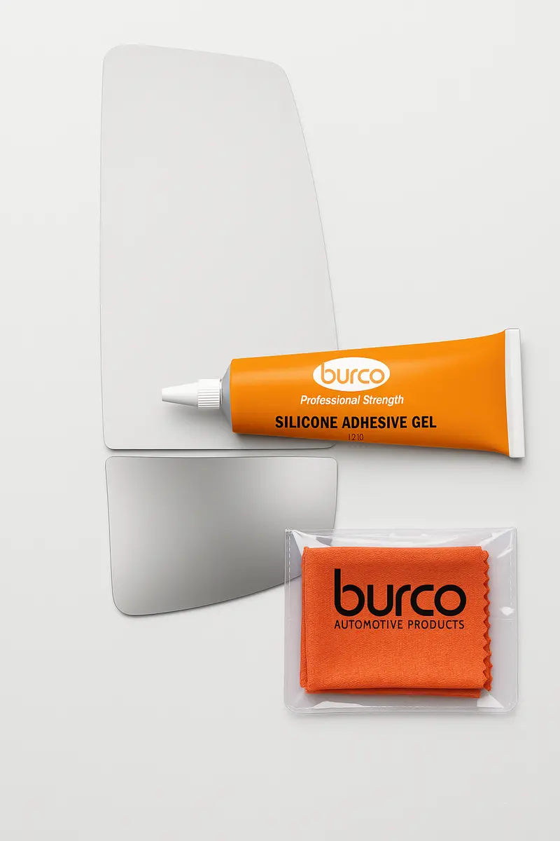 Burco - Passenger Side View Mirror For Ford F-650 F-750 Rh Lower Convex - 5913 (Glass Only - Backing Plate Not Included) With 6 X 6 Microfiber Cloth & Silicone - 1 2 Oz Tube 1