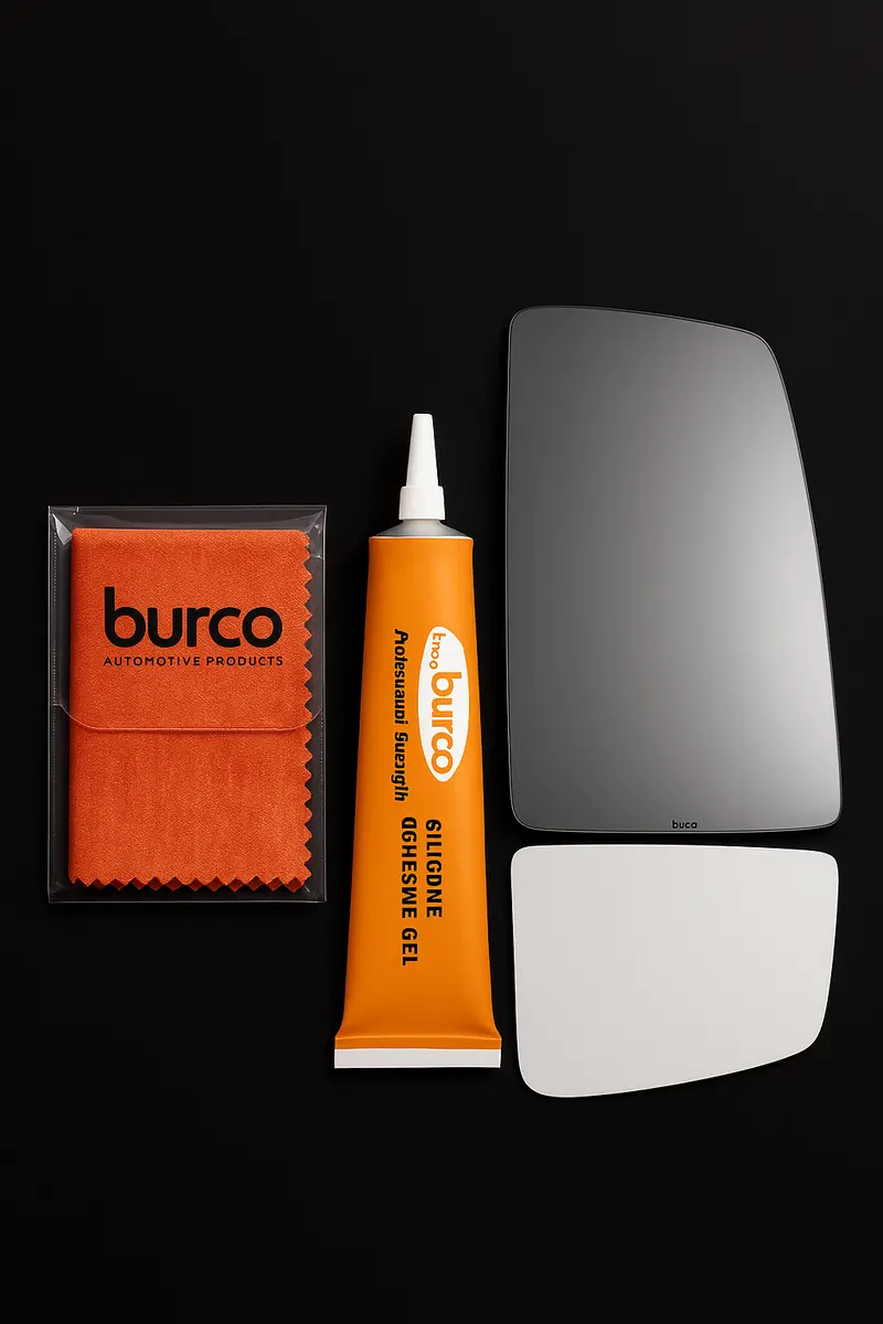 Burco - Passenger Side View Mirror For Ford F-650 F-750 Rh Upper Flat - 4774 (Glass Only - Backing Plate Not Included) With 6 X 6 Microfiber Cloth & Silicone - 1 2 Oz Tube 1