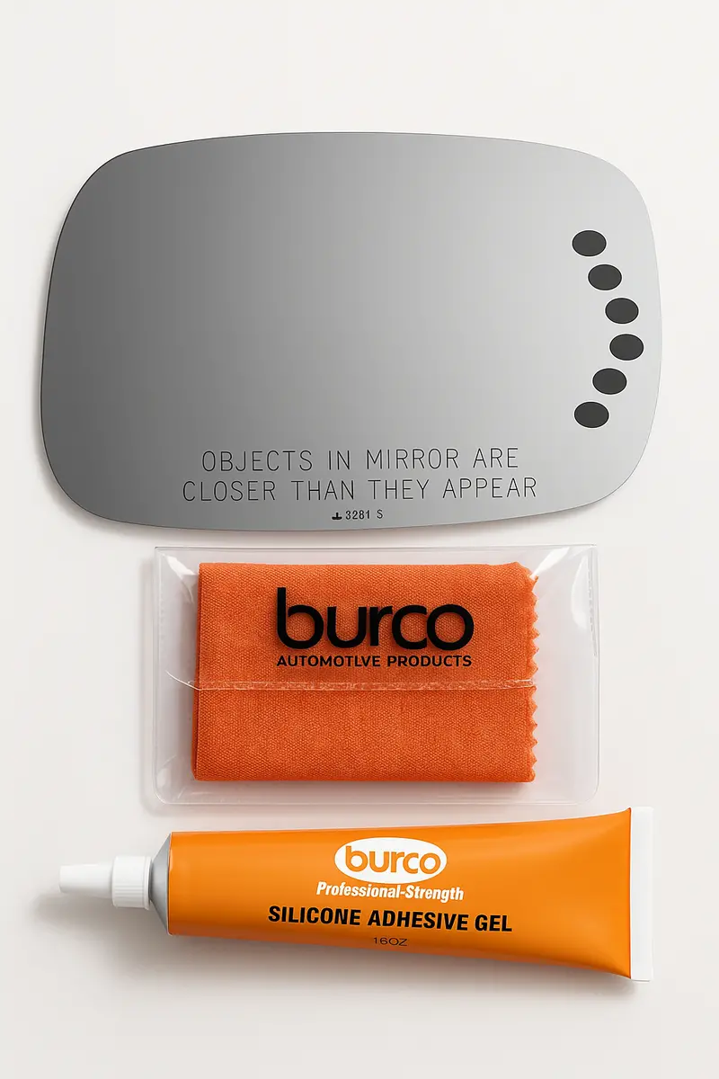 Burco - Passenger Side View Mirror W Signal For Toyota Avalon Rh Convex Signal E C Fitover - 5281S (Glass Only - Backing Plate Not Included) With 6 X 6 Microfiber Cloth & Silicone - 1 2 Oz Tube 1