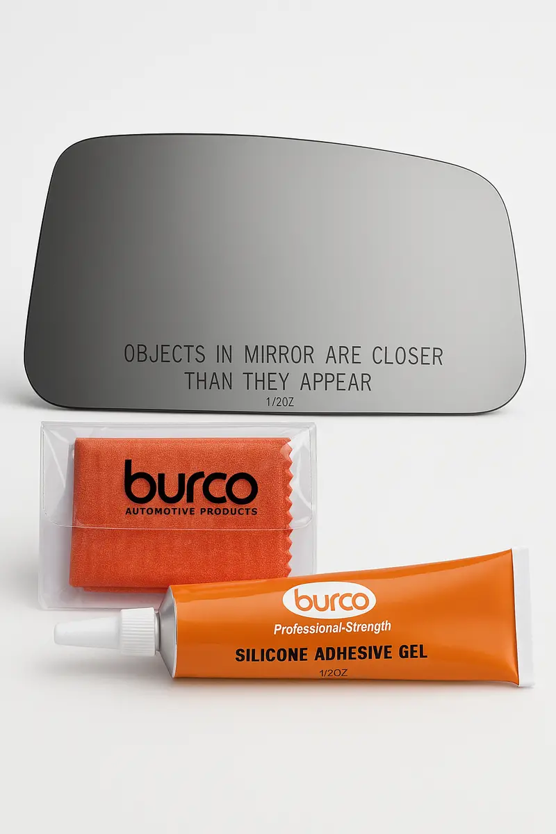 Burco - Side View Mirror For Dodge Sprinter 2500 Lh Rh Upper Convex Fitover - 5939 (Glass Only - Backing Plate Not Included) With 6 X 6 Microfiber Cloth & Silicone - 1 2 Oz Tube 1