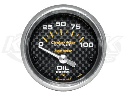 Carbon Fiber 2-1/16" Short Sweep Electric Gauges Oil Pressure 0-100 Psi 1