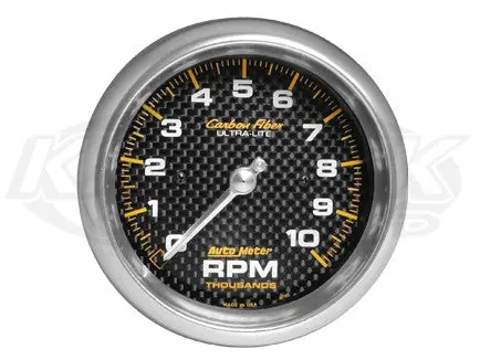 Carbon Fiber 3-3/8" In-Dash Tachometer 10,000 Rpm 1