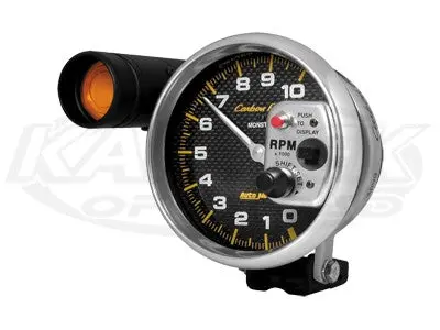 Carbon Fiber 5" Pedestal Mount Tachometer 10,000 Rpm W/ Shift Lite 1