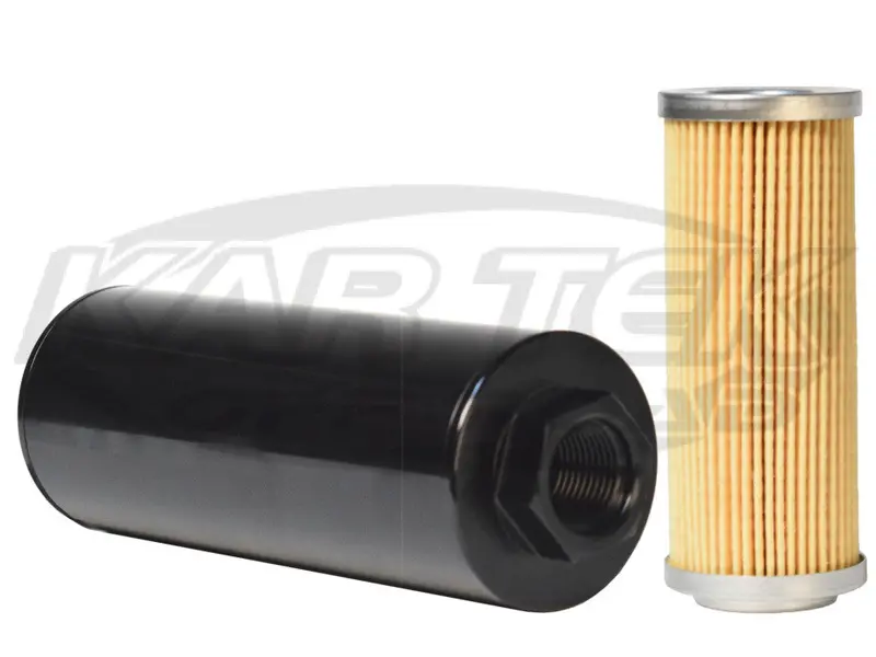 Kartek Off-Road Black Anodized Power Steering Filter With 10 Micron Filter -10 Orb Inlet And Outlet 1