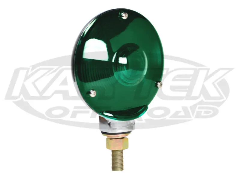 New Desert Racing Requirement Green 4" Round Stem Mount Tail Light With Chrome Backing Dual Filament 1