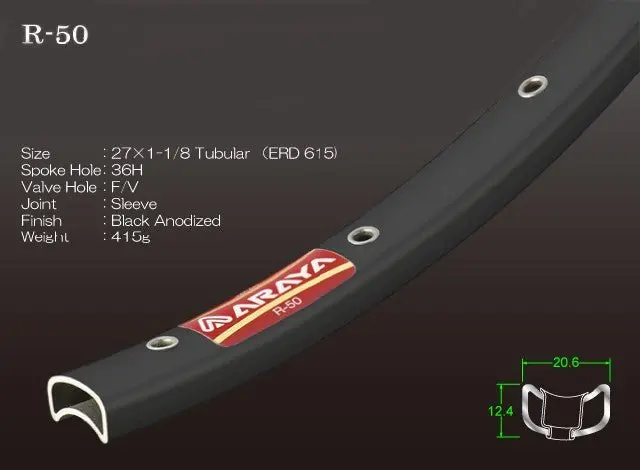 Nos Araya R-50 27 Tu Black 36H 1
