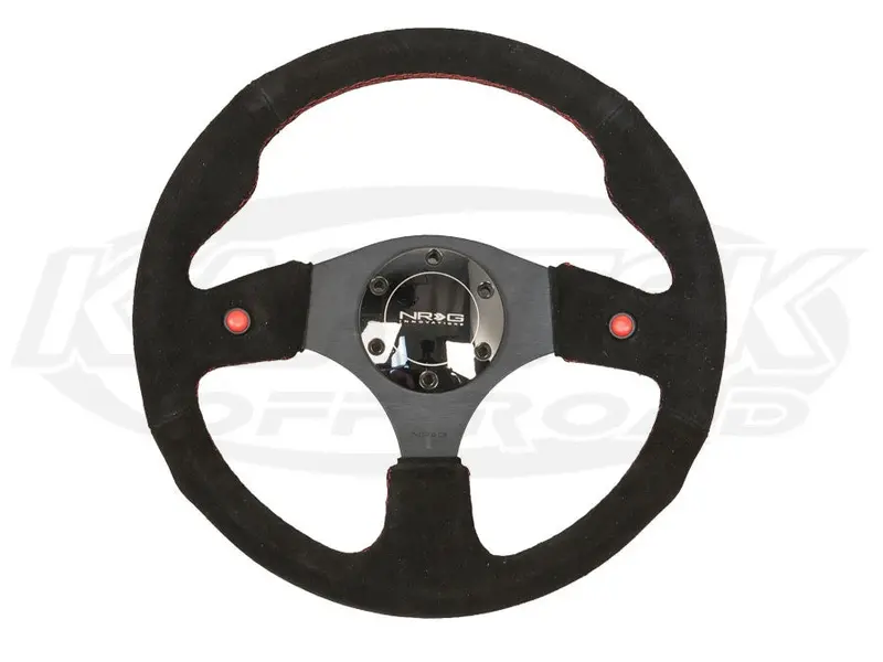 Nrg Two Button Series Steering Wheel 320Mm Suede W/ Red Stitching 1