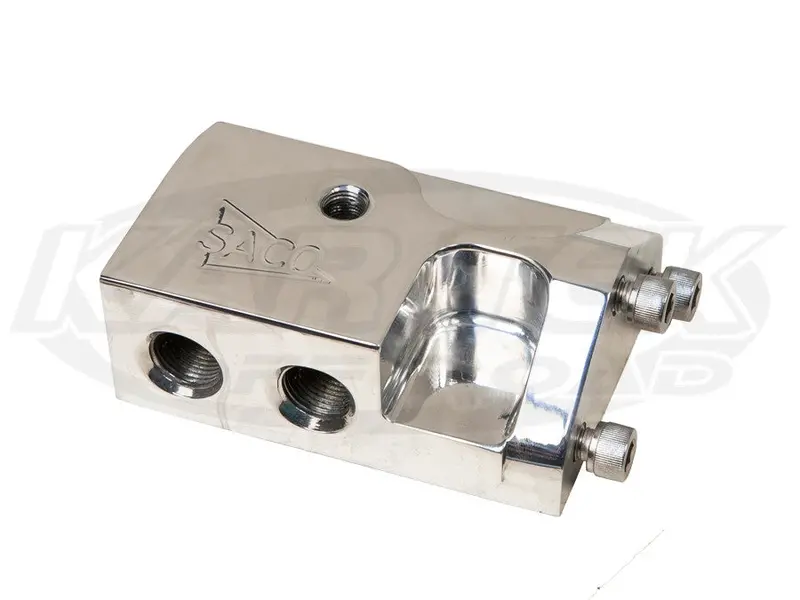 Saco Billet Oil Filter Adapter Polished W/ 1/8" Npt Sensor Port 1
