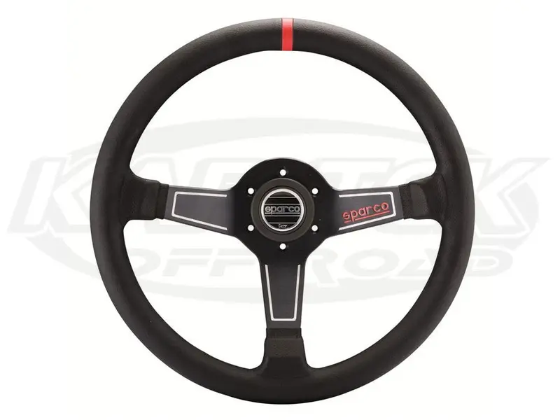Sparco L575 Steering Wheel 350Mm Dia. X 63Mm Dish Leather W/ Red Strip 1