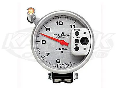 Ultra-Lite 5" Pedestal Mount Dual Range Tachometer 11,000 Rpm W/ 2 Stage Shift Light & Memory 1