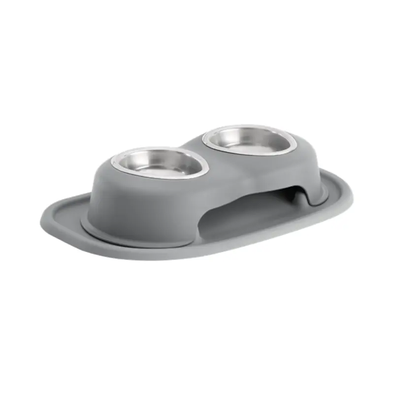 Weathertech Comedero Para Mascota Con Dos Platos De Aluminio De 4" 1