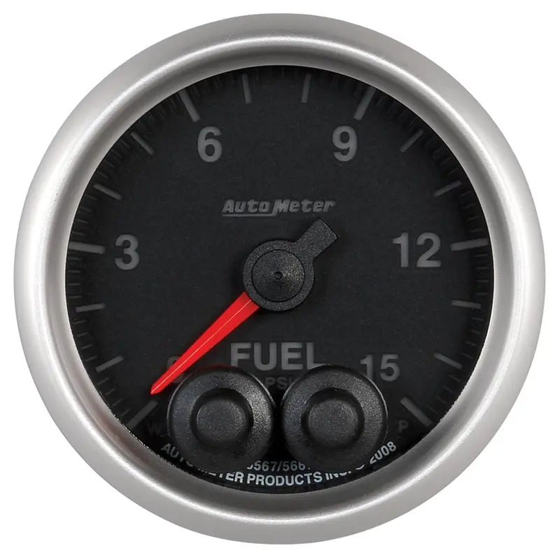 Autometer Elite Stepper Motor Fuel Pressure Gauge – 2-1/16", 15 Psi, With Peak Hold & Warning (Model 5667-05702) 1