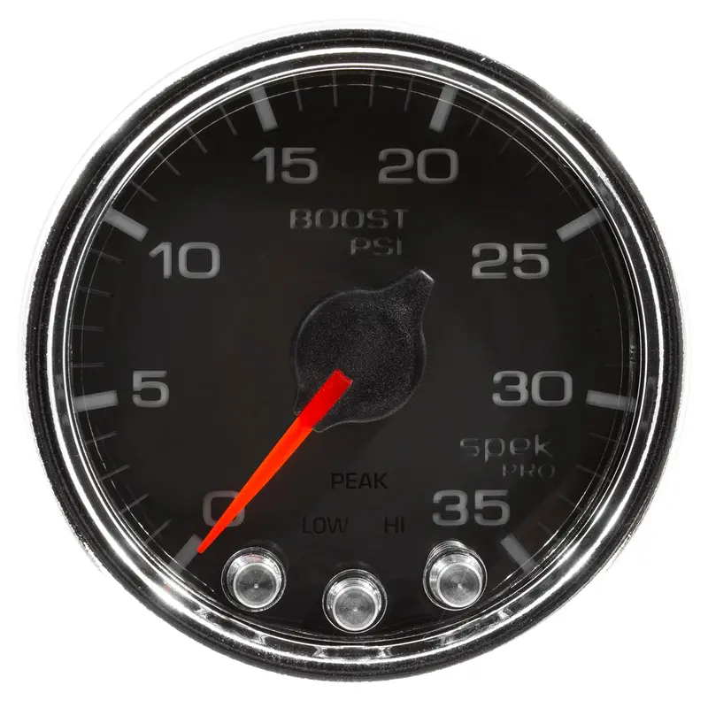 Autometer Spek-Pro 2-1/16" Boost Gauge – 35 Psi, Stepper Motor With Peak/Warn 1