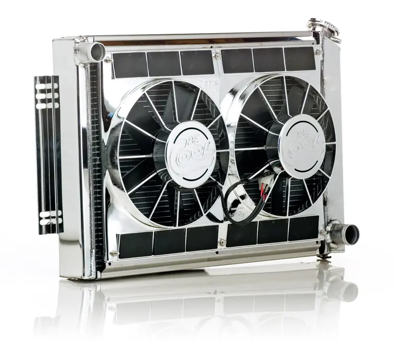 Be Cool Downflow Radiator Module – Polished Show-And-Go Unit For 1964–65 Chevelle, El Camino & Malibu (Std Trans, Driver Upper/Pass Lower) 1