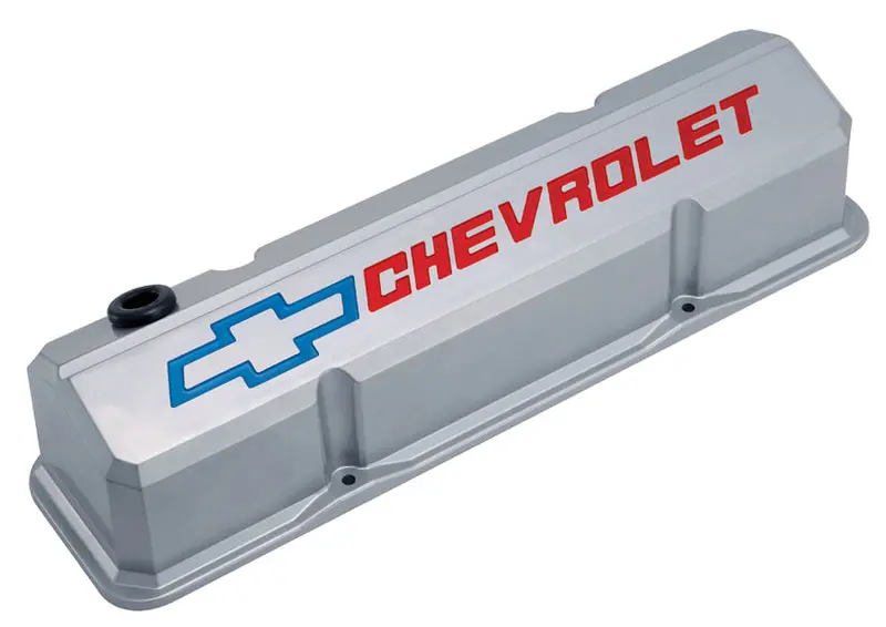 Chevrolet Performance 141-923 Tall Slant-Edge Valve Covers With Recessed Bowtie Logo For Small-Block Chevy Engines 1