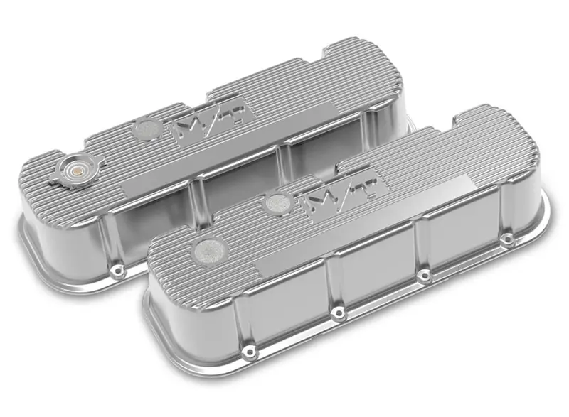 Holley 241-151 M/T Retro-Styled Aluminum Valve Covers For Classic Muscle Cars 1