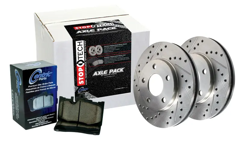 Stoptech 979.66008R Rear Sport Axle Brake Kit With Drilled Rotors And Braided Lines 1