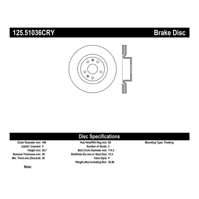 Stoptech Cryostop 125.51036Cry Front High-Carbon Brake Rotors – Cryogenically Treated 1