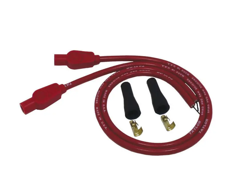 Taylor Cable 10255 8Mm Spiro-Pro Universal Motorcycle Ignition Wire Set – Red, 180° Boots 1