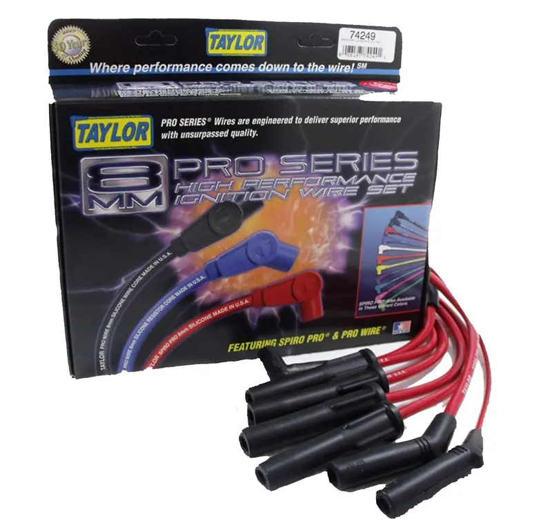 Taylor Cable 74249 8Mm Spiro-Pro Ignition Wire Set – Red, 180°/135° Firing Order, Vehicle-Specific Fit 1